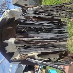 Fringe Cowhide Western Jacket — Brown & White